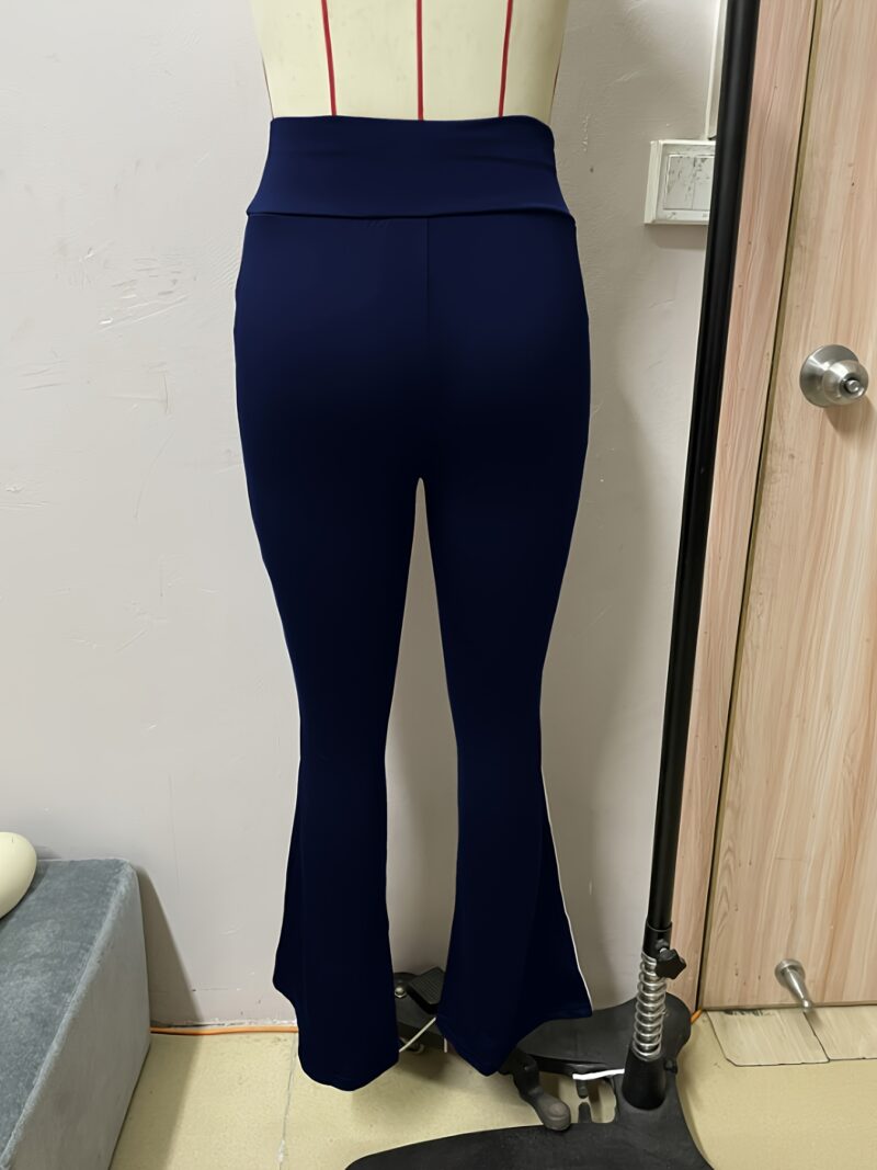 [Color-Blocked Pants] Color-Blocked Striped Casual Flared Pants for Women | Perfect for Active Sports - Image 5