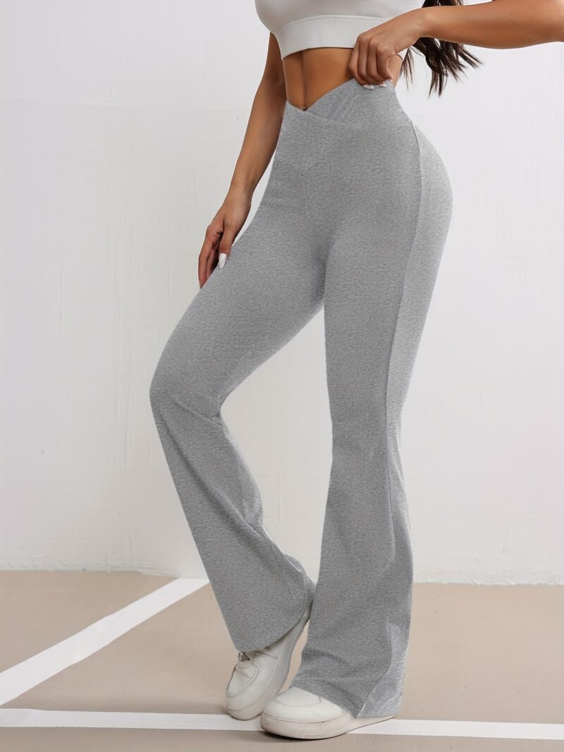 Stylish Women's Fitness Trousers - Flare Pants for Workout, Solid Color Activewear for Fitness Enthusiasts - Image 6