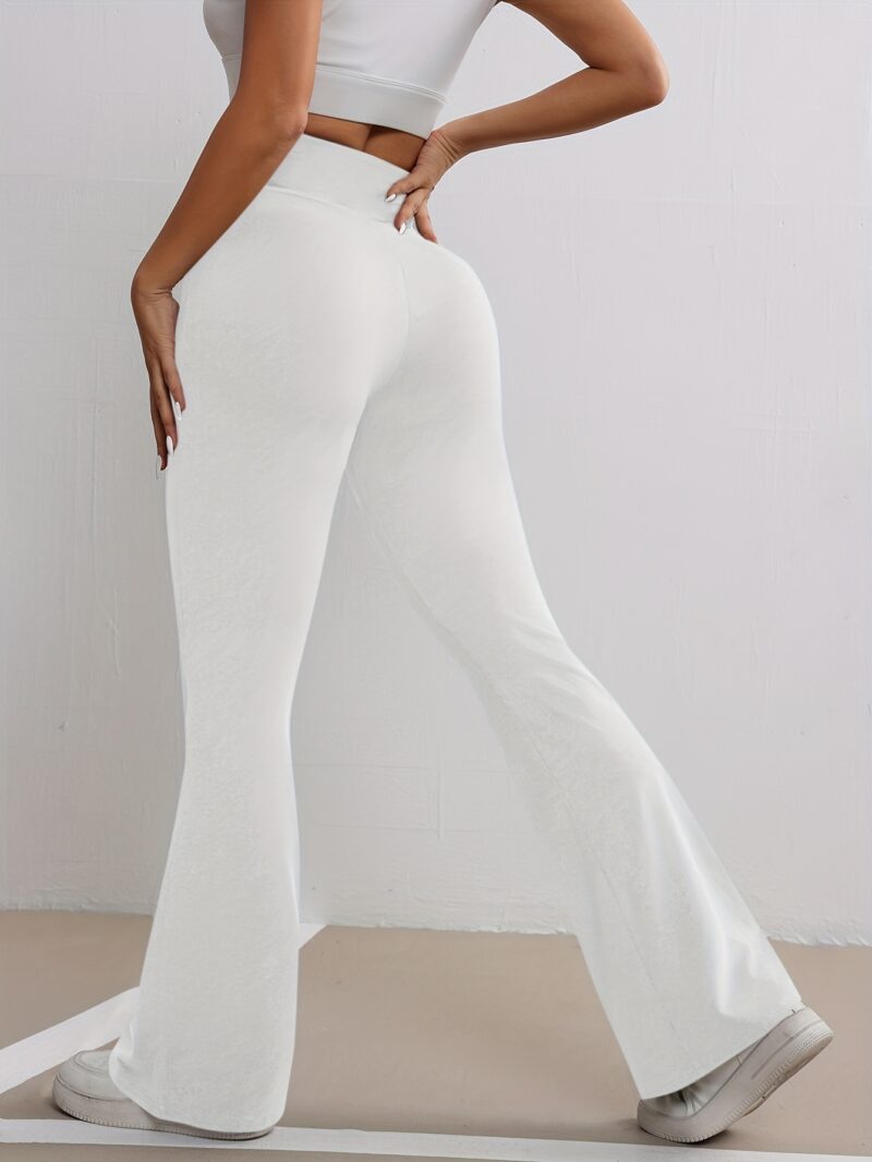 Stylish Women's Fitness Trousers - Flare Pants for Workout, Solid Color Activewear for Fitness Enthusiasts - Image 8