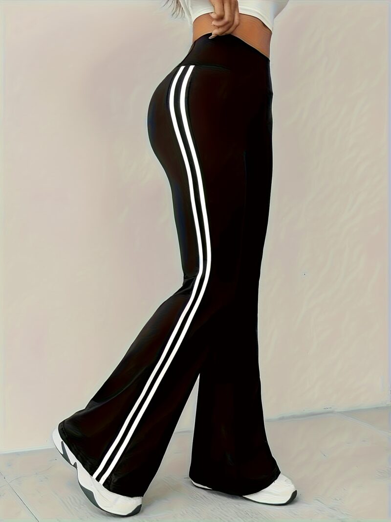 [Color-Blocked Pants] Color-Blocked Striped Casual Flared Pants for Women | Perfect for Active Sports